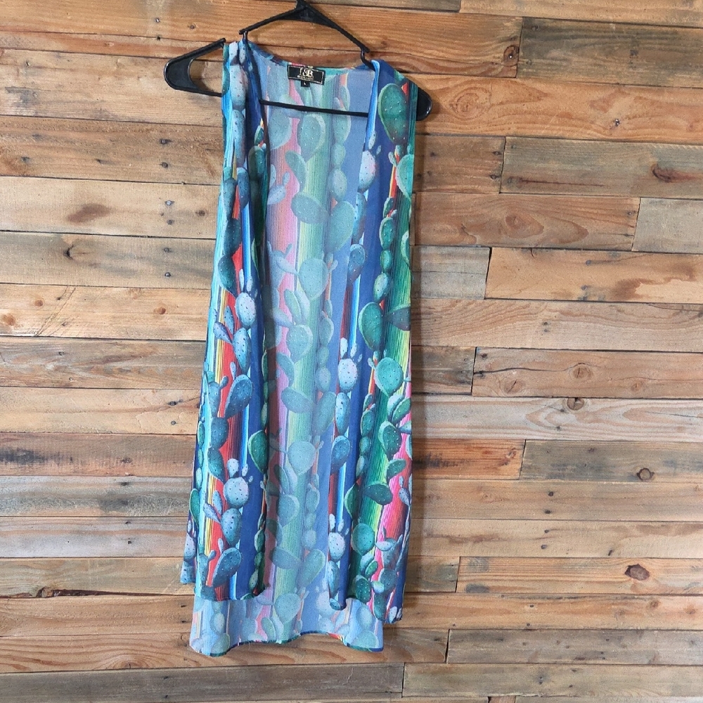 L&B Vibrant Cactus Print High Low Dress
